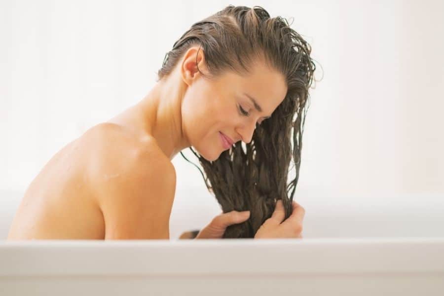 woman washing hair