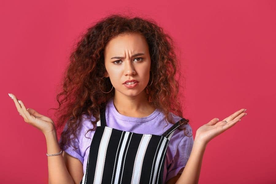 woman confused curly