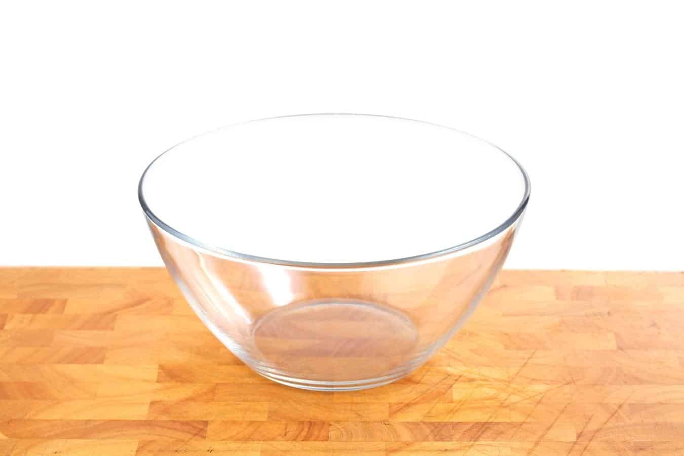 glass bowl on a wooden table