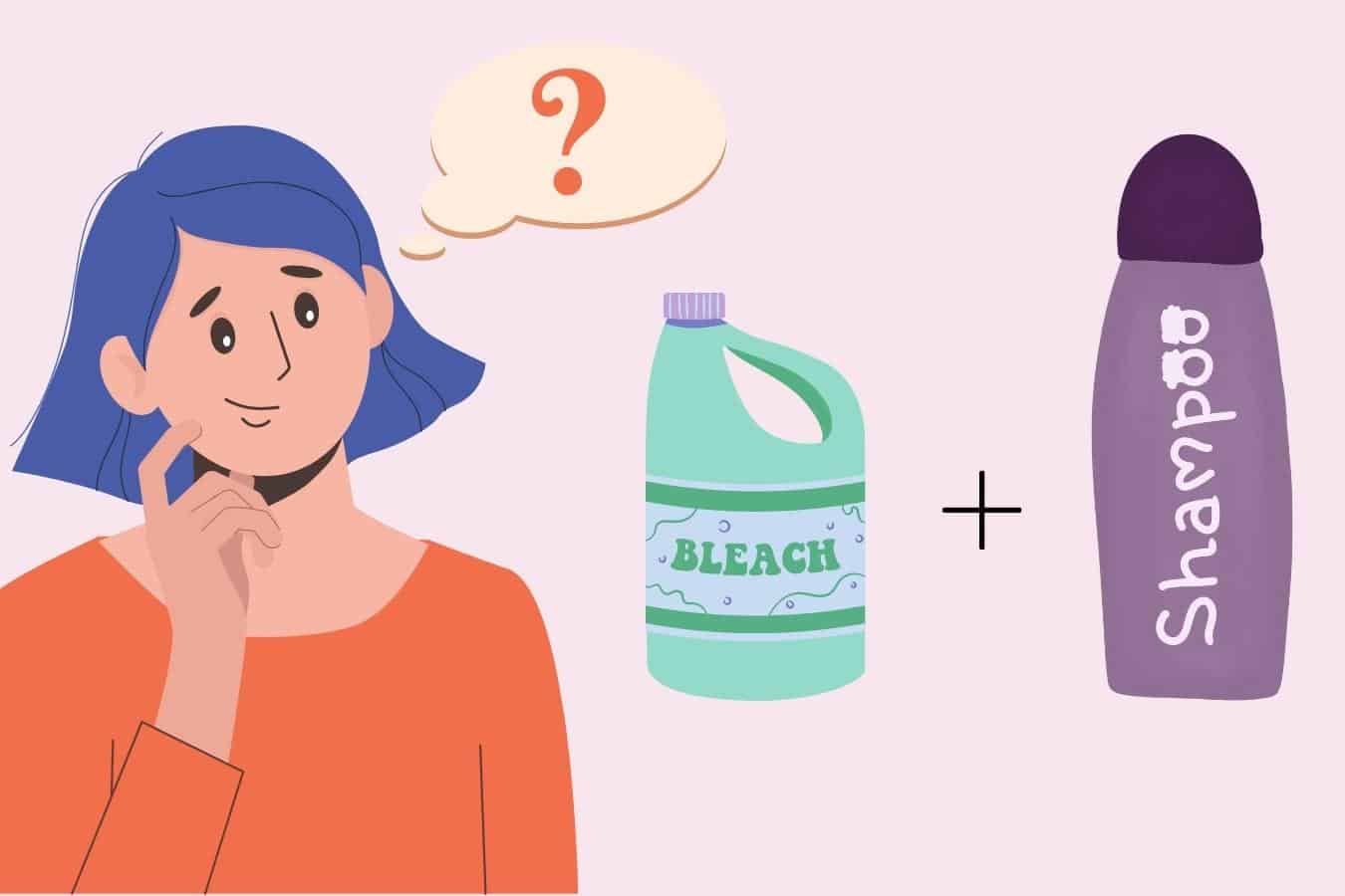 graphic of woman wondering if she can use bleach and purple shampoo together